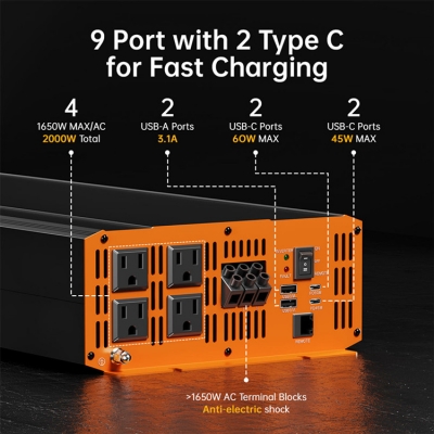 Musktool-Pure Sine Wave Power Inverter 1KW ~8KW 12V24V DC to 110V AC Converter for Car RV Solar Home  ETL Certified