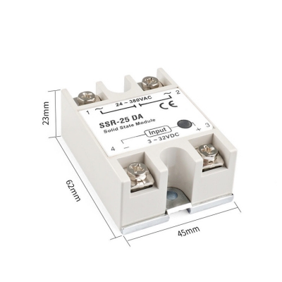 Musktool-SSR25DAS Single Phase Solid State Relay 25A 5V Rated Voltage Max Switching Current Miniature Size with Sealed Protection